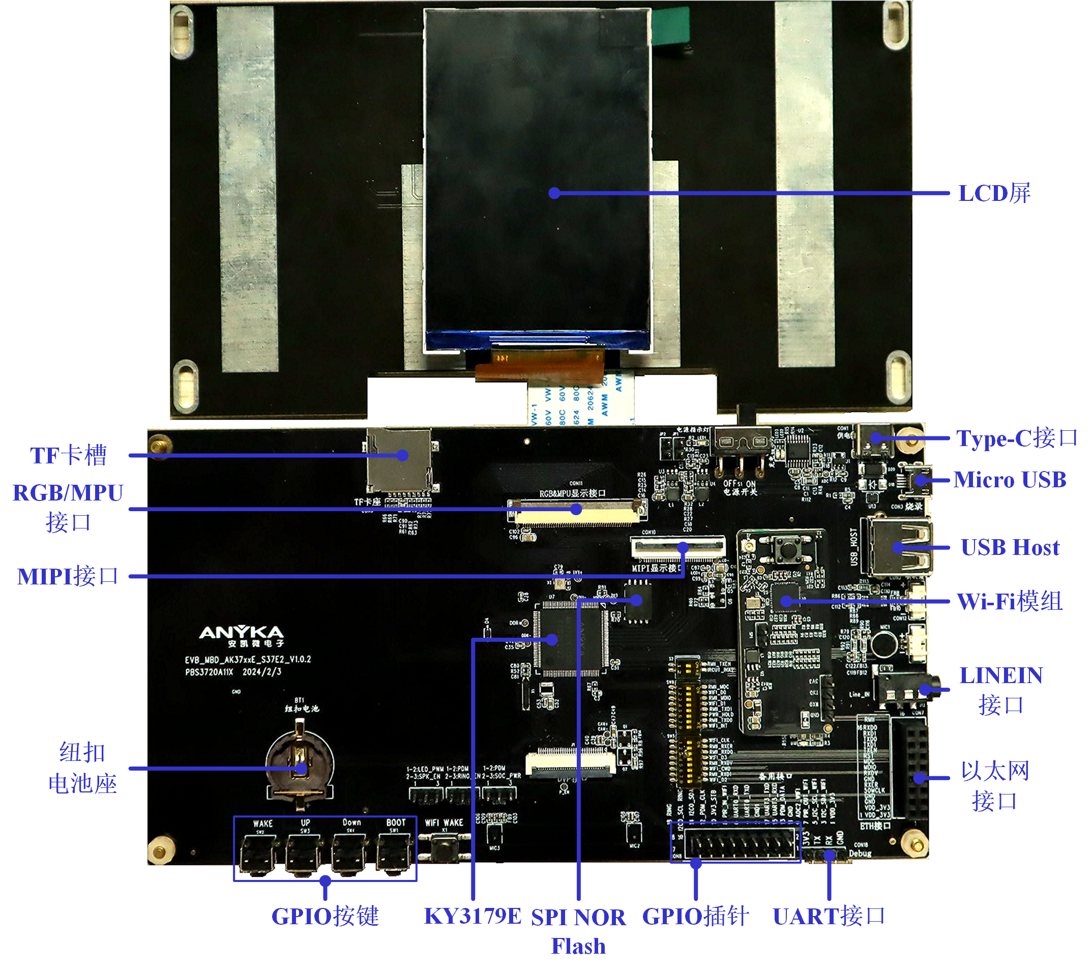 Sky37Ev2开发板套件C(电池供电智能锁显控开发板套件) Sky37Ev2开发板套件C(电池供电智能锁显控开发板套件)